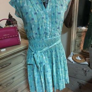 Designer mini mint pleated dress